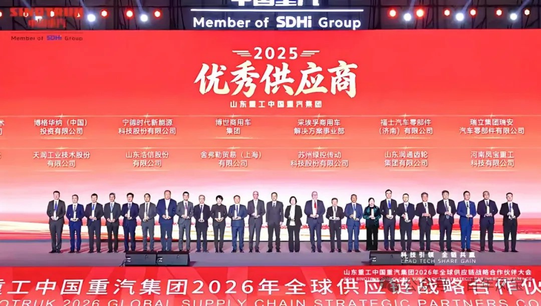 完美官方网页版重科荣获中国重汽集团“优秀供应商”