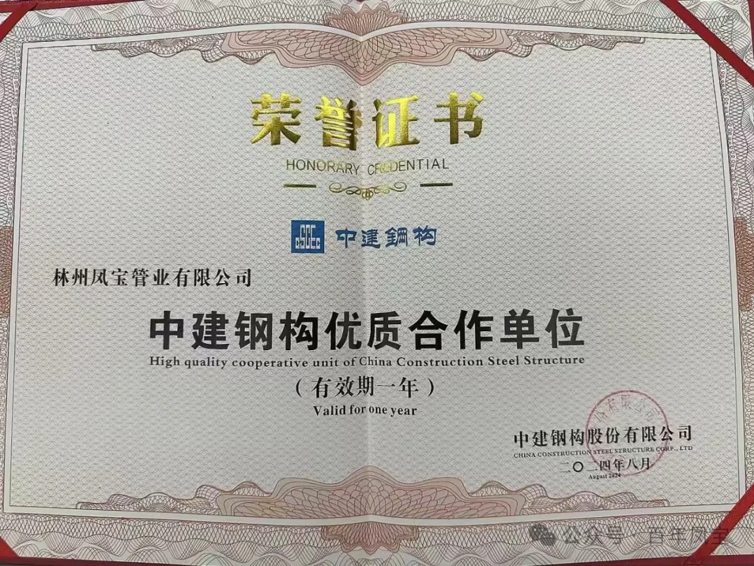 DUOBAO多宝·(中国有限公司)官方网站管业获评“中建钢构优质合作单位”